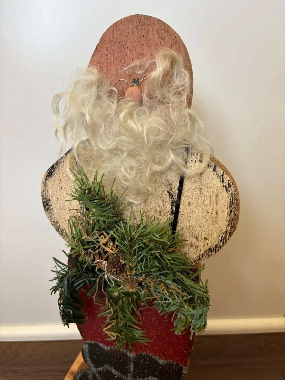 Handmade Primitive Style Folk Art Santa Claus Figurine Christmas Decor  16” Tall